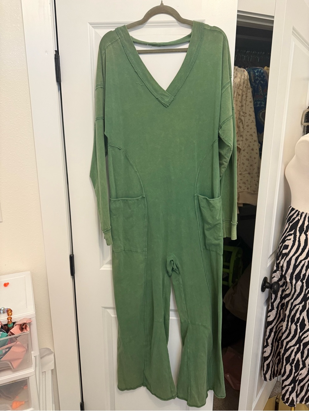 FP Movement Free People Olive Green Flare Jumpsuit M